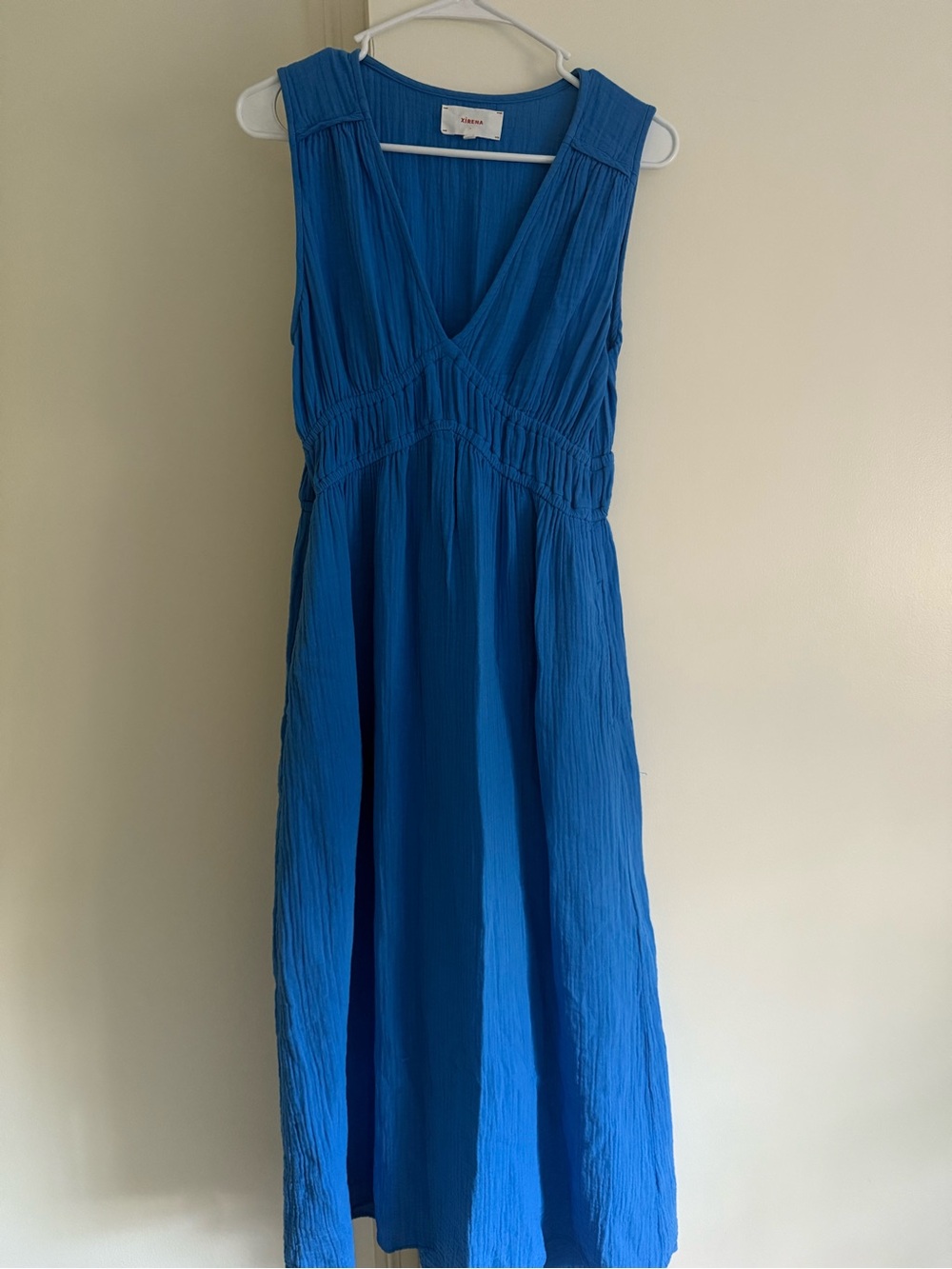 100% cotton electric blue Xirena dress